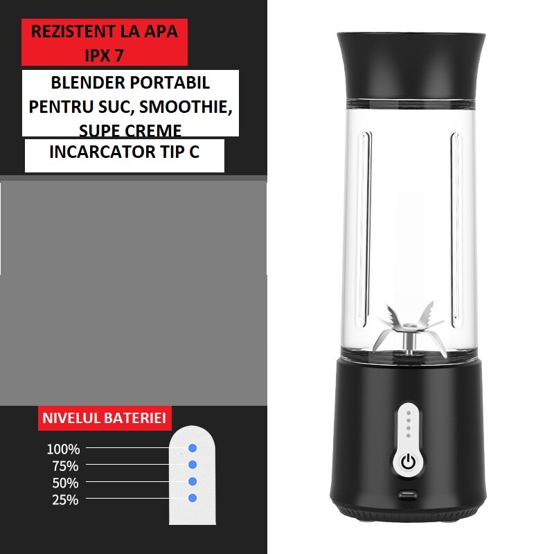 Blender portabil compact multifunctional, 20.000 rpm, 150W, 20 de