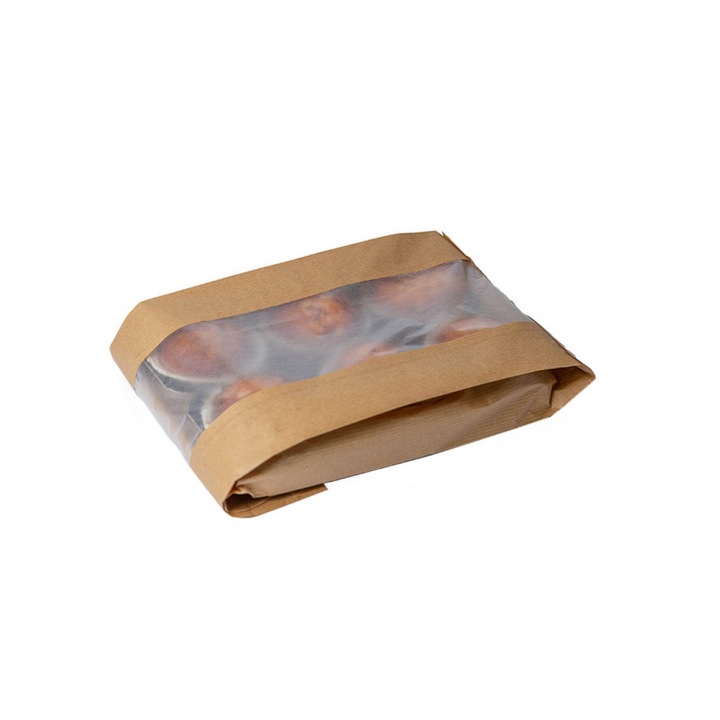 Set pungi hartie cu fereastra natur, 1000 buc, dimensiune 10x5x33 cm