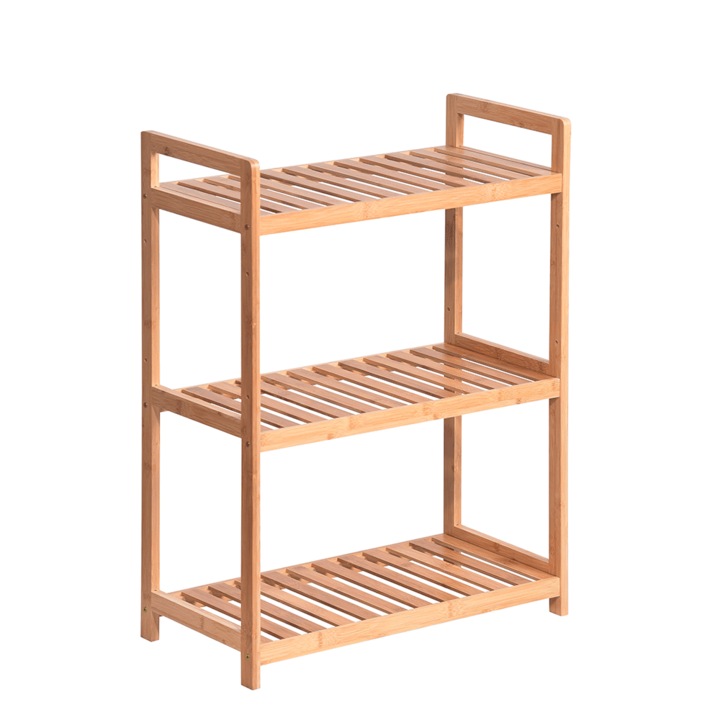 Етажерка с 3 рафта от естествен бамбук, 53x26x71 см
