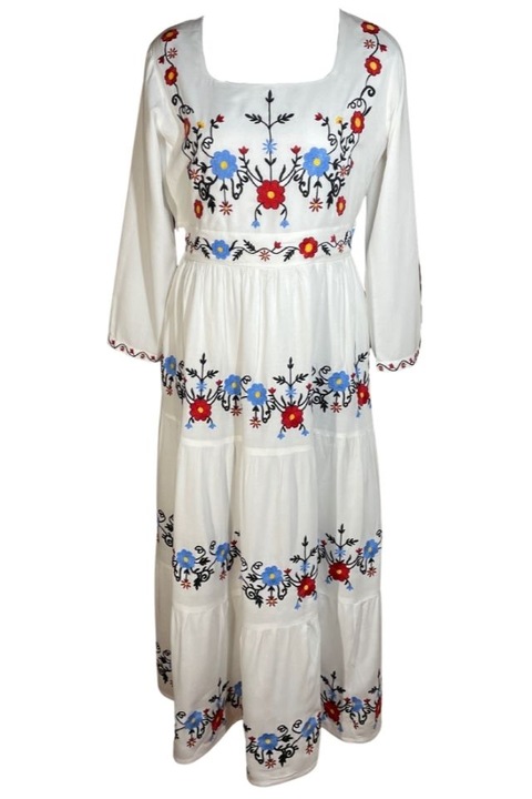 Ежедневна дамска рокля R370, Червен/Бял