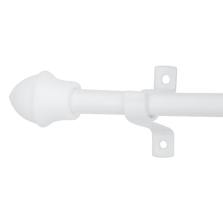 Set bara perdeluta extensibila Paris, 12 mm, alb, 125-215 cm, accesorii incluse