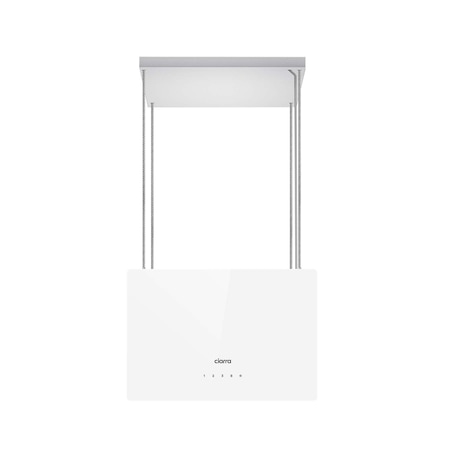Hota de tip insula Ciarra, CBCS4850-OW, 48 cm, 700m³/h, clasa A++, recirculare aer, filtru de carbon, 3 trepte de putere, functie boost, control prin aplicatie, lumina UV antibacteriana, alb/inox