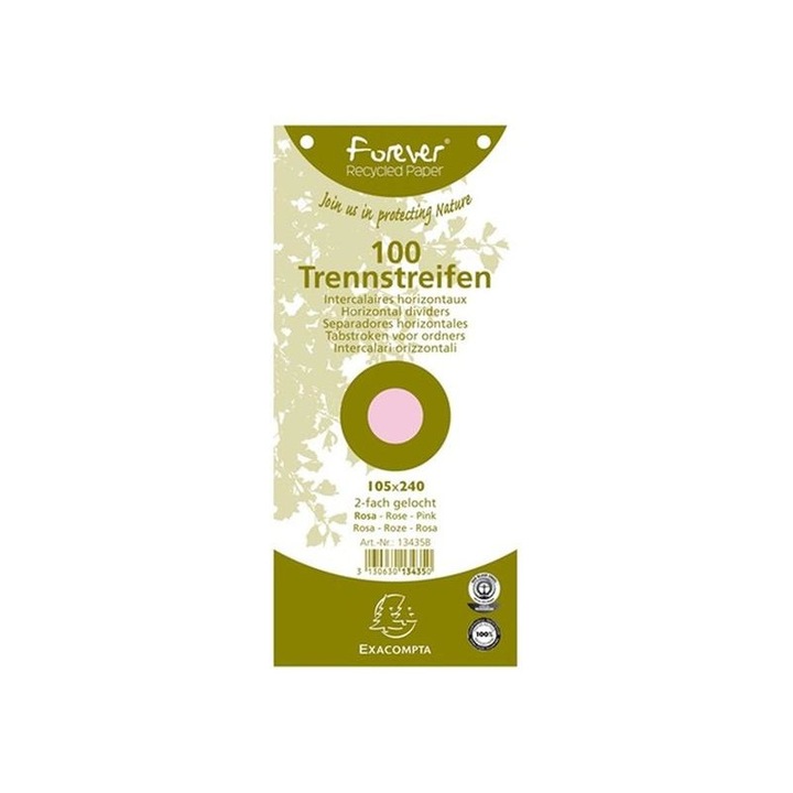 Exacompta 105x240mm 100db/cs rózsaszín elválasztócsík