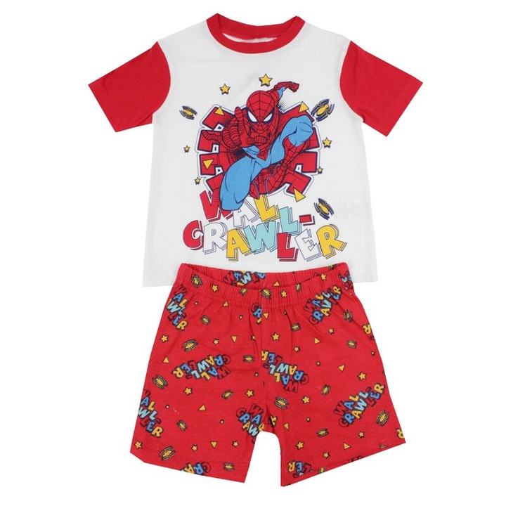 Pijama vara, bumbac, Wall Grawler, rosie