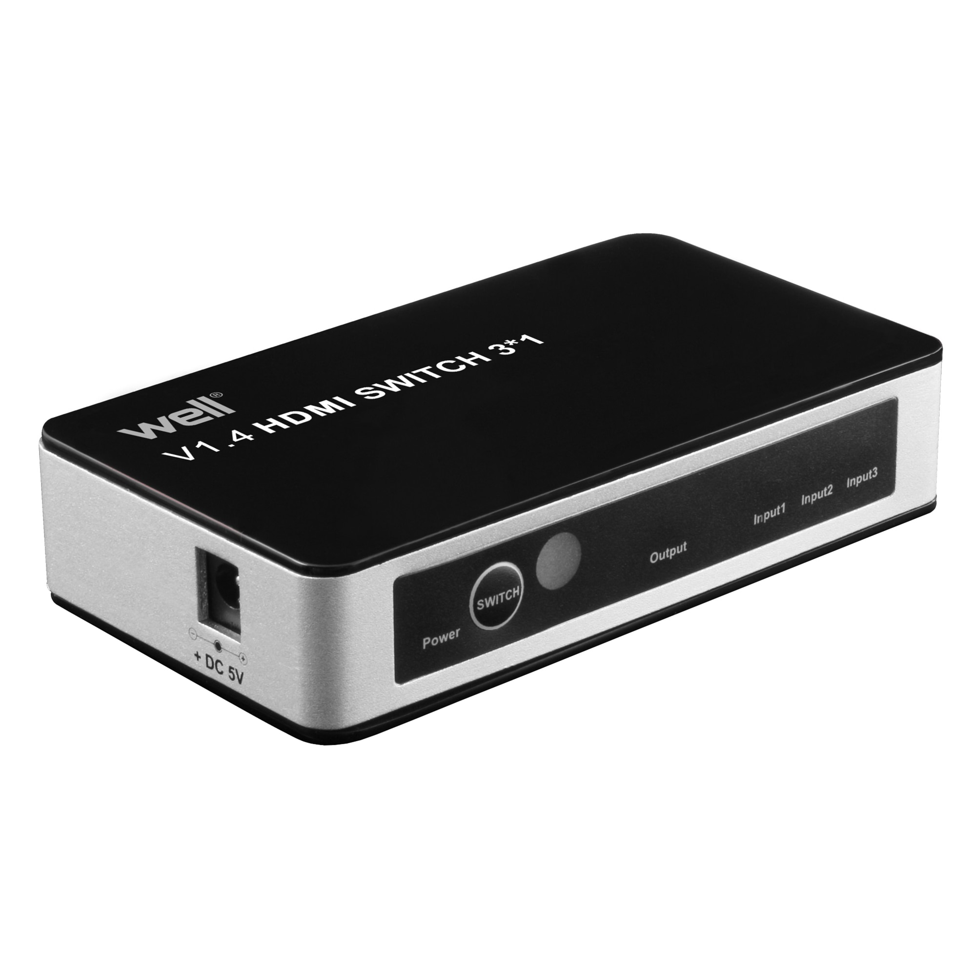Switch HDMI Well, 3 intrari, 4K, V1.4, cu telecomanda