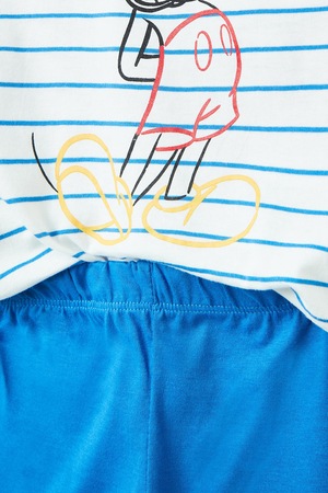 OVS, Памучна пижама с щампа на Mickey Mouse, Бял/Kралско синьо
