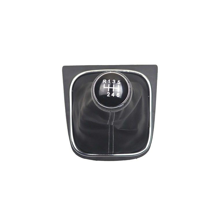 Nuca schimbator de viteze cu manson, VW Golf 5, 6 trepte, Cu cusaturi albe
