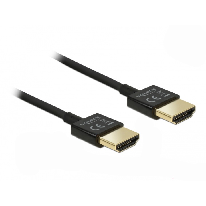 Високоскоростен HDMI кабел Delock с Ethernet - HDMI-A - HDMI-A, 3D, 4K, 0,5 м, тънък, премиум