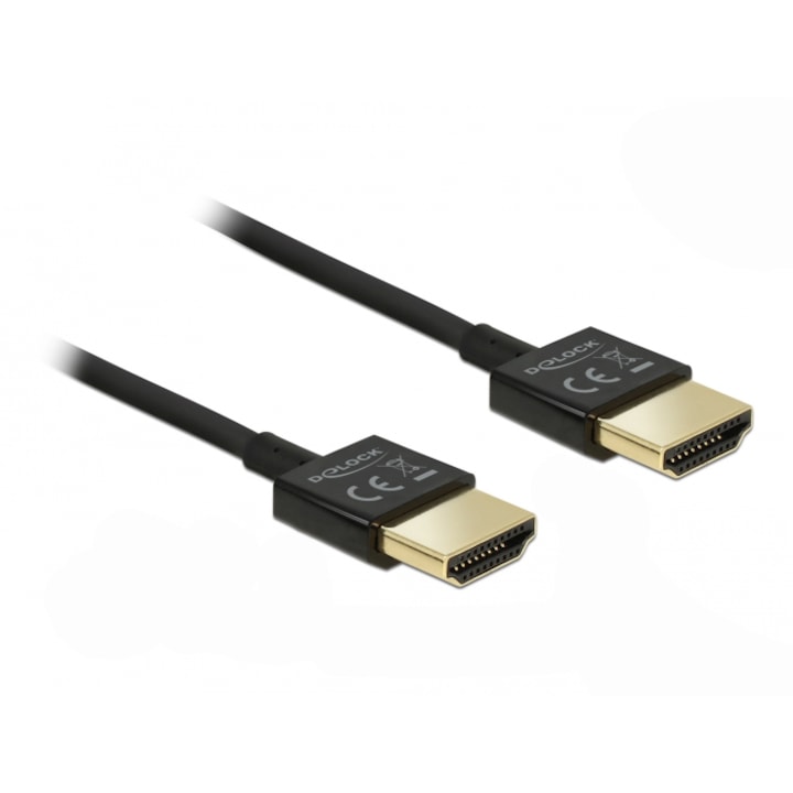 Cablu HDMI, Delock, Cu Ethernet, 3D, 4K, 0.25 m, Negru