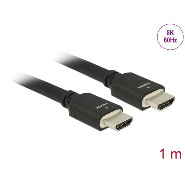 Високоскоростен HDMI кабел, Delock, 48 Gbps, 8K, 60 Hz, 1 m