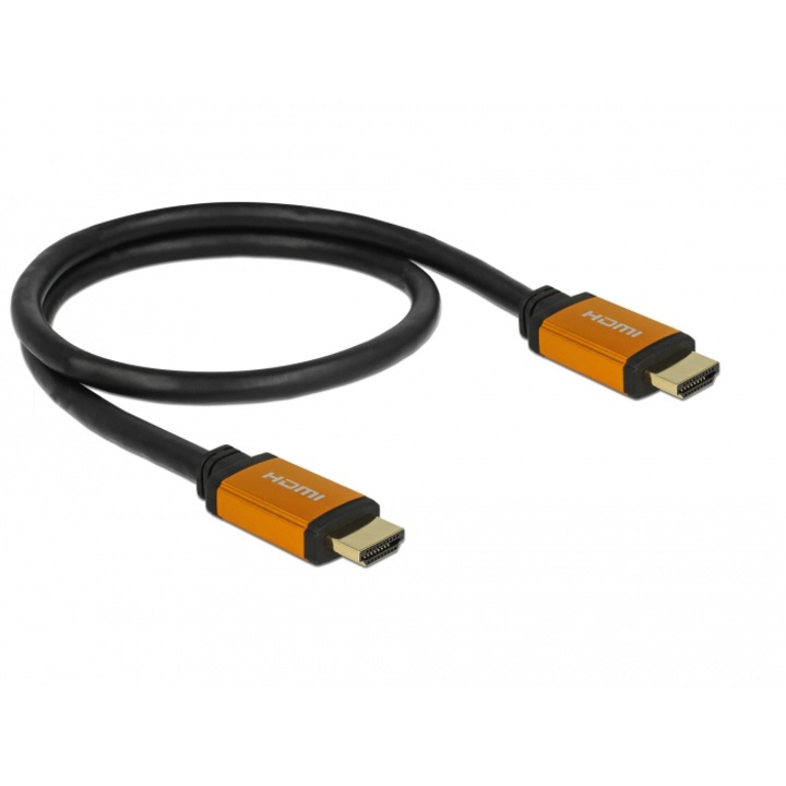 Cablu HDMI, Delock, 48 Gbps, 8K, 60 Hz, 0.5 m, Negru/Galben