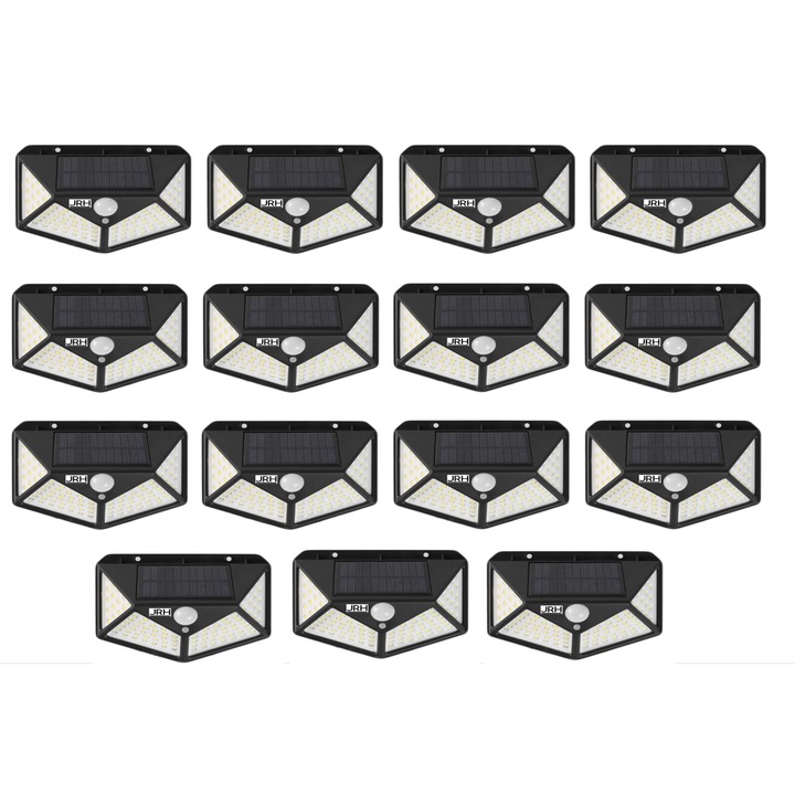 Set 15 lampi de exterior cu 100 LED uri cu incarcare solara si senzor de miscare JRH®