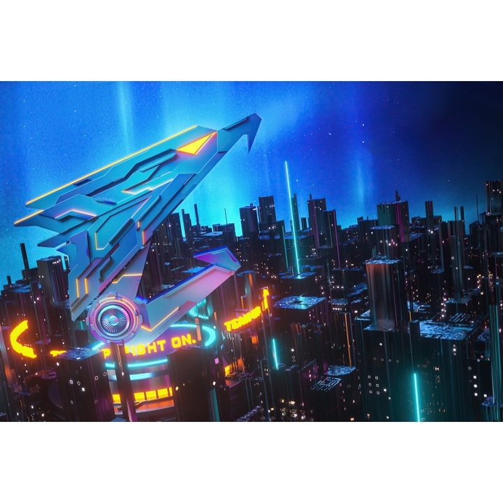 Tablou Canvas Gigabyte Aorus City, 80x50cm, tablou584, Multicolor