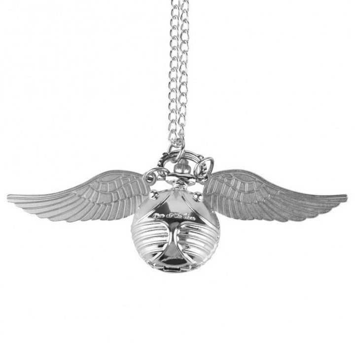 Lantisor Cu Pandantiv Ceas Harry Potter Golden Snitch, 2.5cm, zum5104, Argintiu