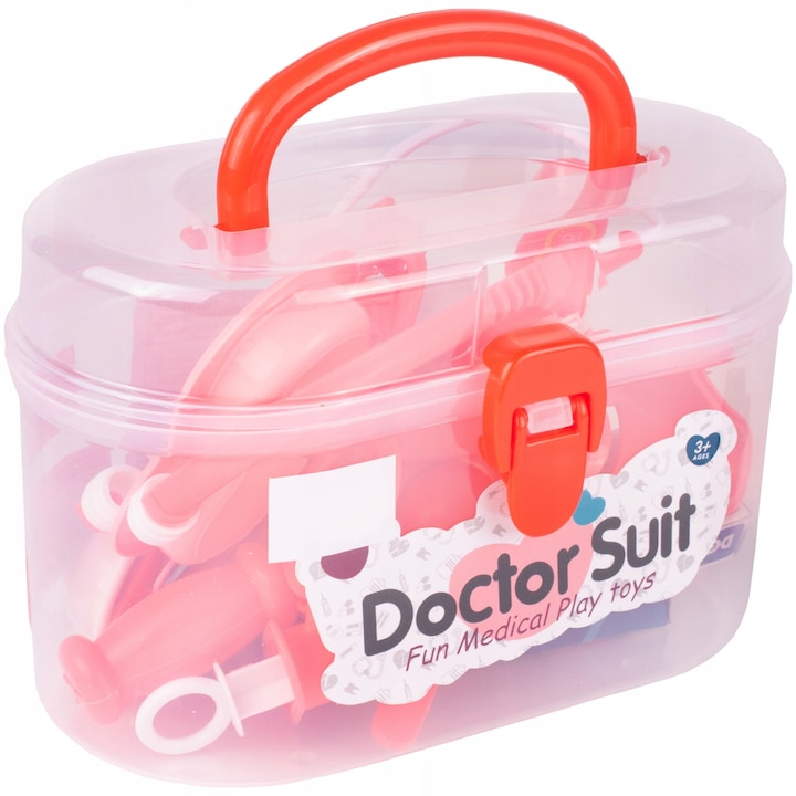 Комплект за игра, медицински комплект с 19 аксесоара, чанта с дръжка, включва стетоскоп, отоскоп, очила, спринцовка, ножици, Indiggo®, Corai