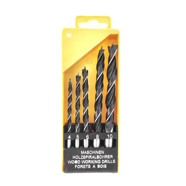 Set burghiu pentru lemn, 5 piese, 4-10 mm