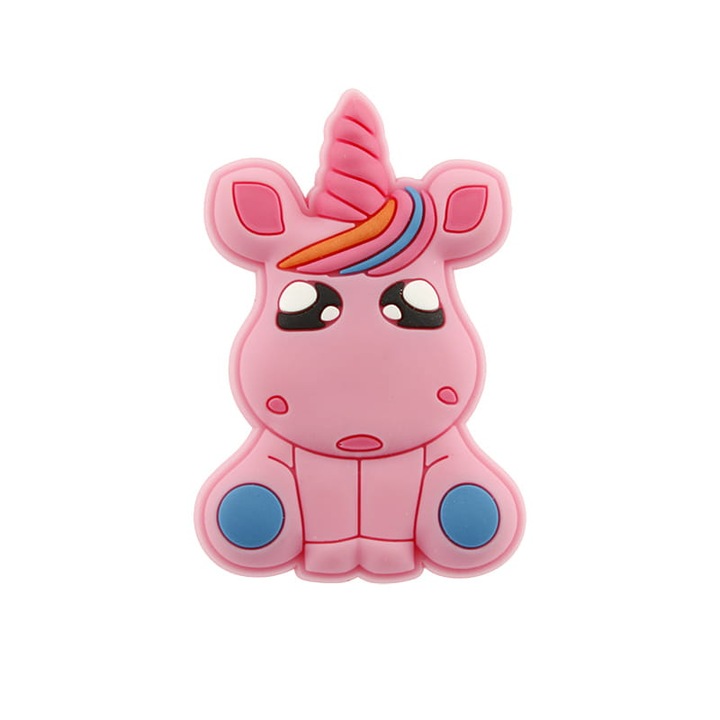 Buton pentru mobilier copii Stolmet, Model unicorn, Cauciuc, 34 x 50 mm, Roz