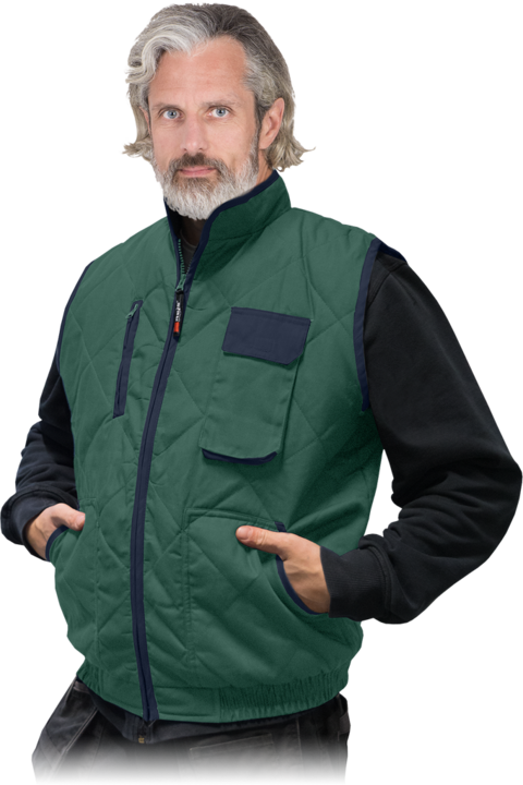 Vesta matlasata pentru barbati, Poliester-Bumbac, Verde, 3XL