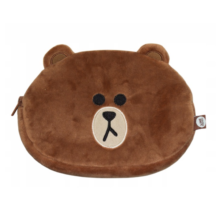 Penar Brown Line Friends, din plush, 3D, inchidere cu fermoar, 21x12x3.5 cm