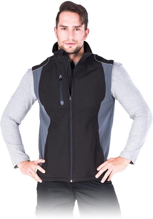 Vesta pentru barbati, Poliester-Elastan-Lana, Negru-Gri, M