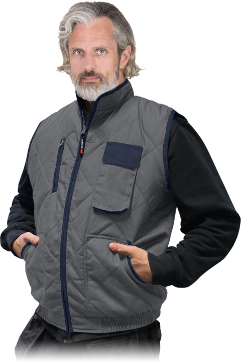 Vesta matlasata pentru barbati, Poliester-Bumbac, Gri-Bleumarin, XL