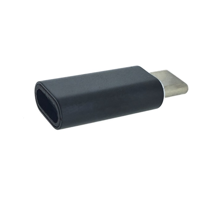 Adaptor Maxlife 94076 de la port tip lightning mama la USB-C tata, in blister, negru Negru