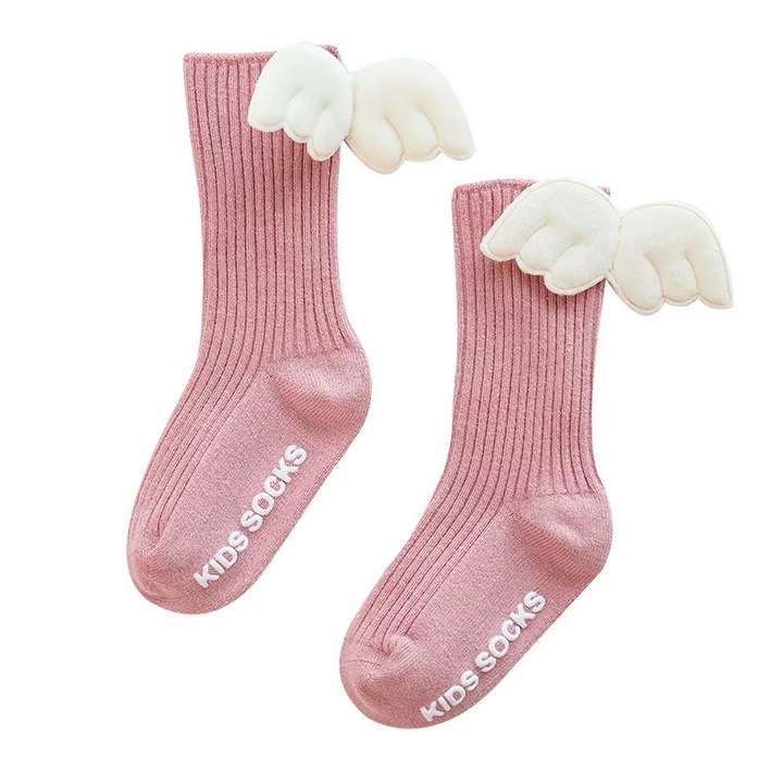 Бебешки и детски чорапи, ангелски крила, 1-3 години, розов цвят