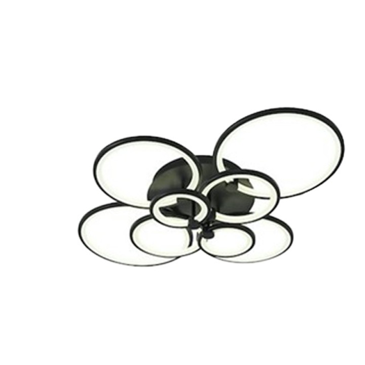 Lustra Led, Opt Cercuri, Negru Mat, Esn 6626 -8 Bk 296w