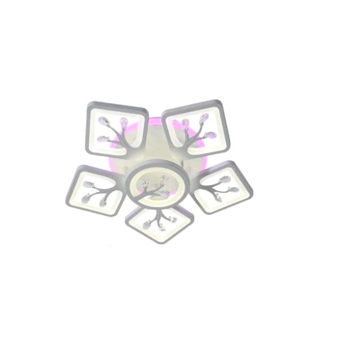 Lustra Led Cu Telecomanda, Esn 6555 -5-1-WH, 152w, RGB