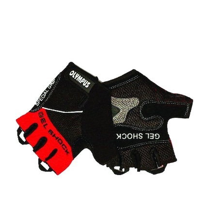Manusi tip Gel Shock pentru fitness, sala si antrenament din material respirabil rosu cu negru Olympus, Marimea S
