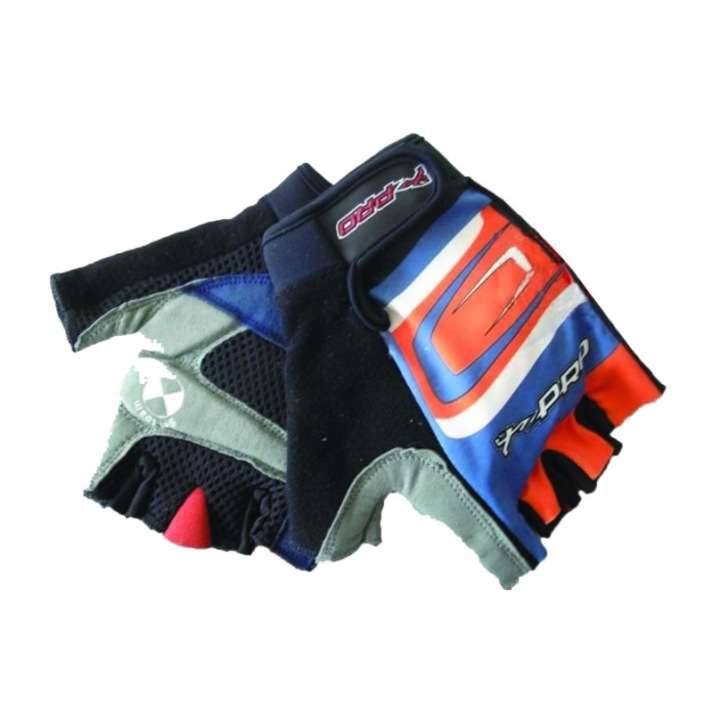 Manusi tip ciclism din material respirabil portocaliu cu albastru cu negru Olympus, Marimea M