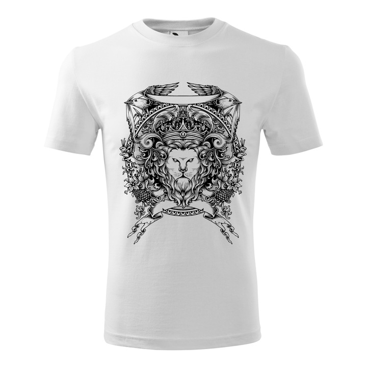 Tricou personalizat, model clasic, "Lion King Tribal", Alb, Marime S
