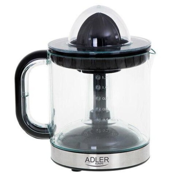Storcator de citrice AD 4012, 60 W, 1,2 l, Doua conuri, Functie de pornire/oprire automata, Negru, Adler
