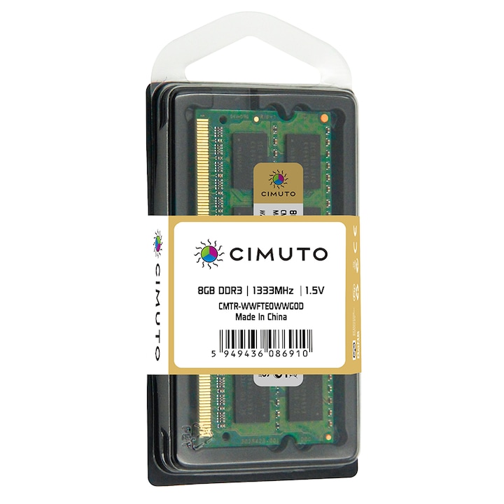 Памет Ram лаптоп Cimuto, 8 GB DDR3, 1333 Mhz, CL11, He Ecc