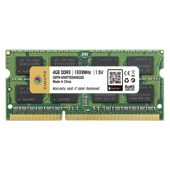 Memorie RAM 4 GB sodimm DDR3, 1333 Mhz, CIMUTO, pentru laptop