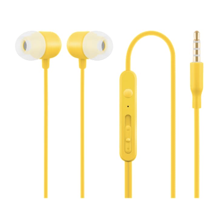Слушалки за поставяне в ушите, жак 3,5 mm конектор, първокласно качество, жълто, TLF-BBL5214