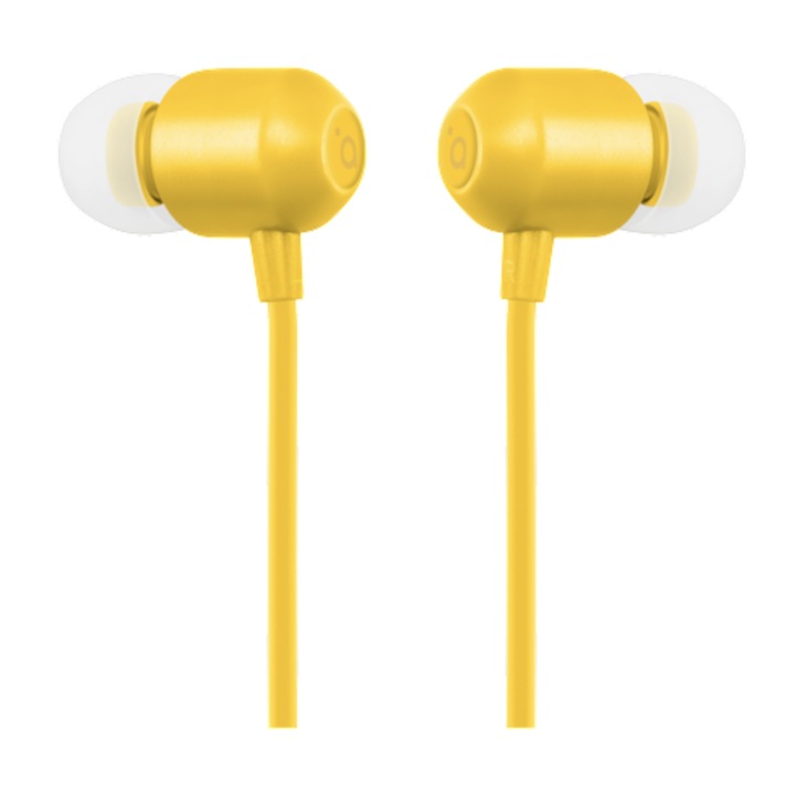Casti in-ear conector Jack 3.5 mm, microfon si volum control, functie remote, 1.2m, Galben