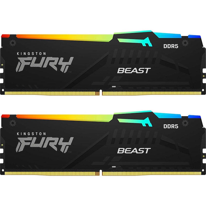 Memória Kingston Fury Beast RGB EX Black 32GB (2x16GB) DDR5 5200MHz CL36 Dual Channel Kit