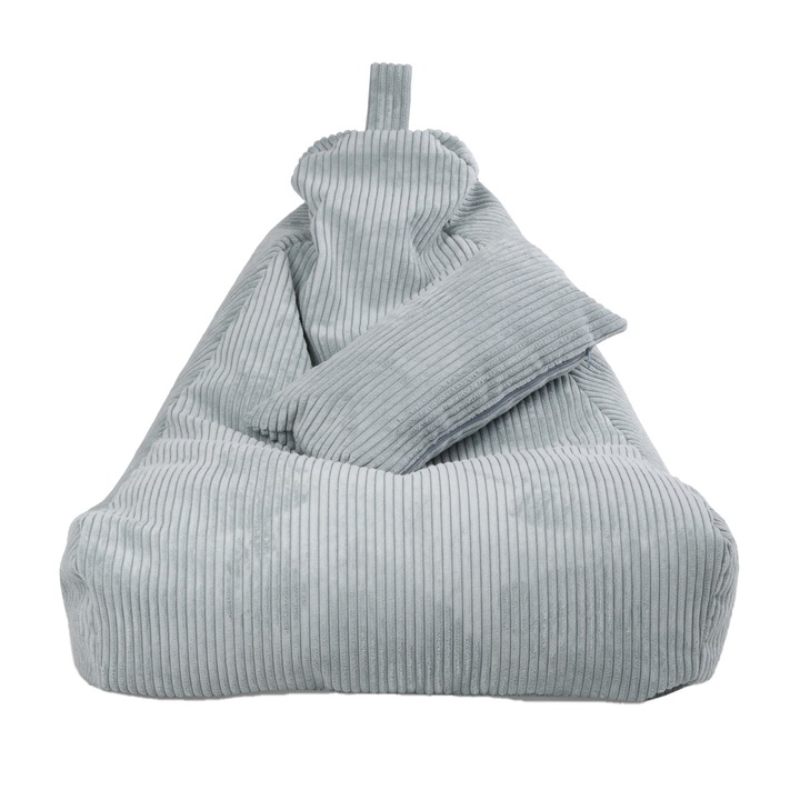 Fotoliu puf Ecopuf Keiko S, 70x65 cm, catifea velvet silver argintiu, design modern ergonomic, pentru living, dormitor si birou