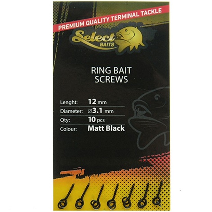 Select Baits 10 db-os gyűrűs csalicsavar készlet, átmérő 3,1 mm, hossza 12 mm