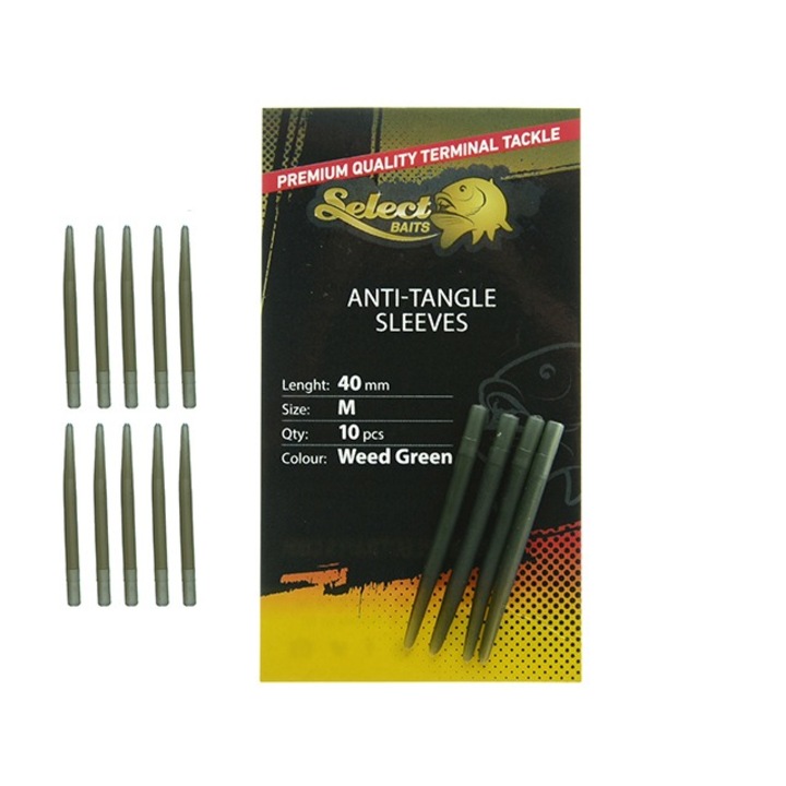 Select Baits 10 db-os csatlakozós készlet, gubancgátló hüvelyek 40 mm, szín gyomzöld