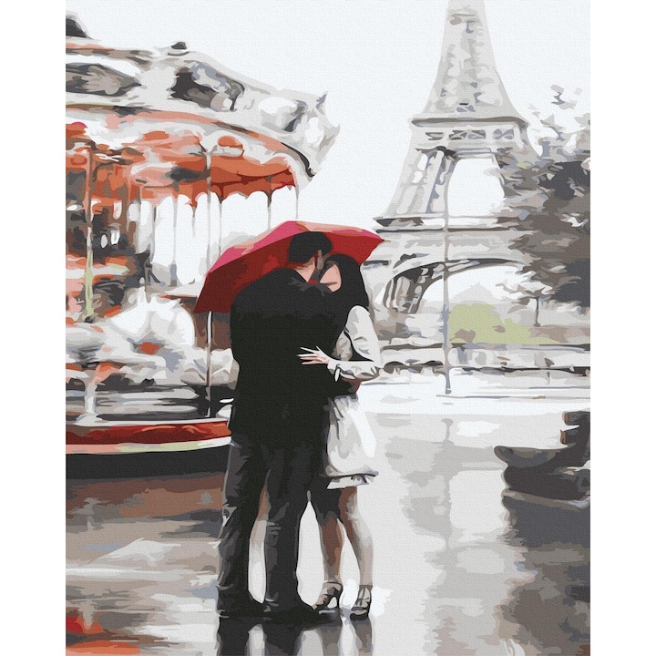 Рисуване по номера ITA ART, Целувка в Париж, 40х50см, Многоцветен