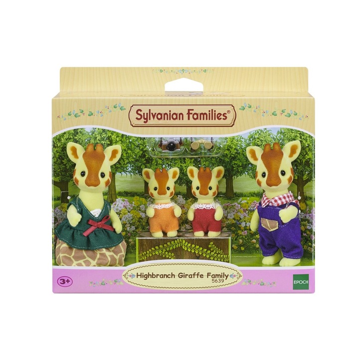 Комплект от 4 фигурки, Sylvanian Families Highbranch Giraffe Family, 8 см
