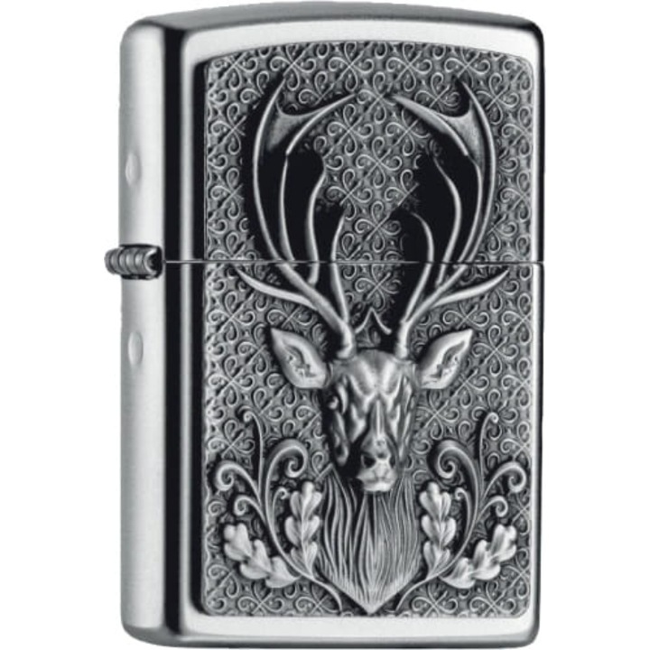 Bricheta Deer Head, Zippo, Argintiu