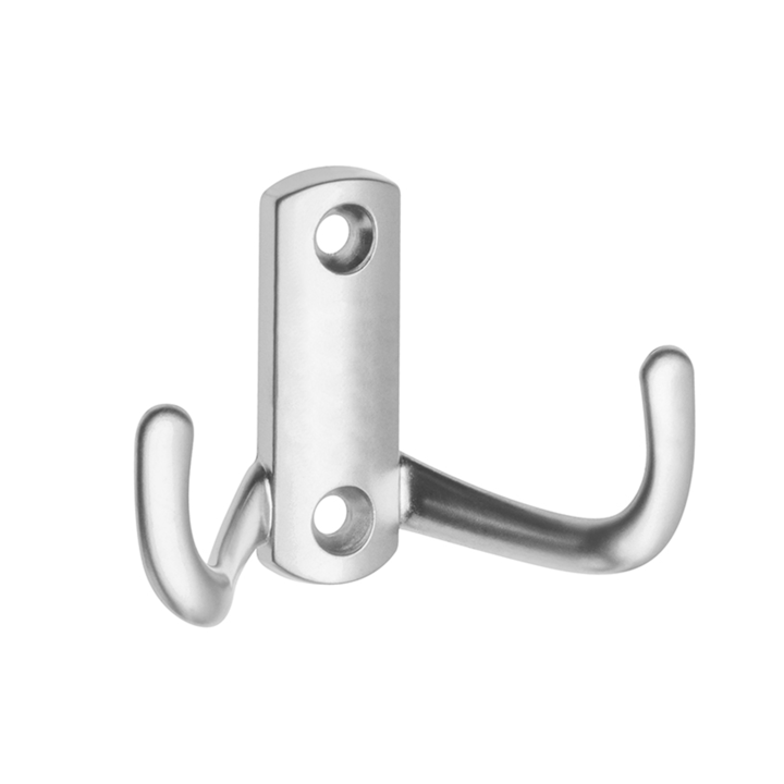 Cuier pentru mobila cu 2 agatatori Stolmet, E1-K23, Zinc/Aluminiu, Finisaj mat, 74x48 mm, Argintiu