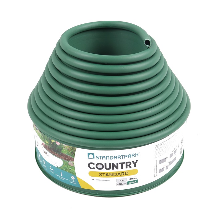Separator gazon Country, plastic, verde, 10 cm x 6 m