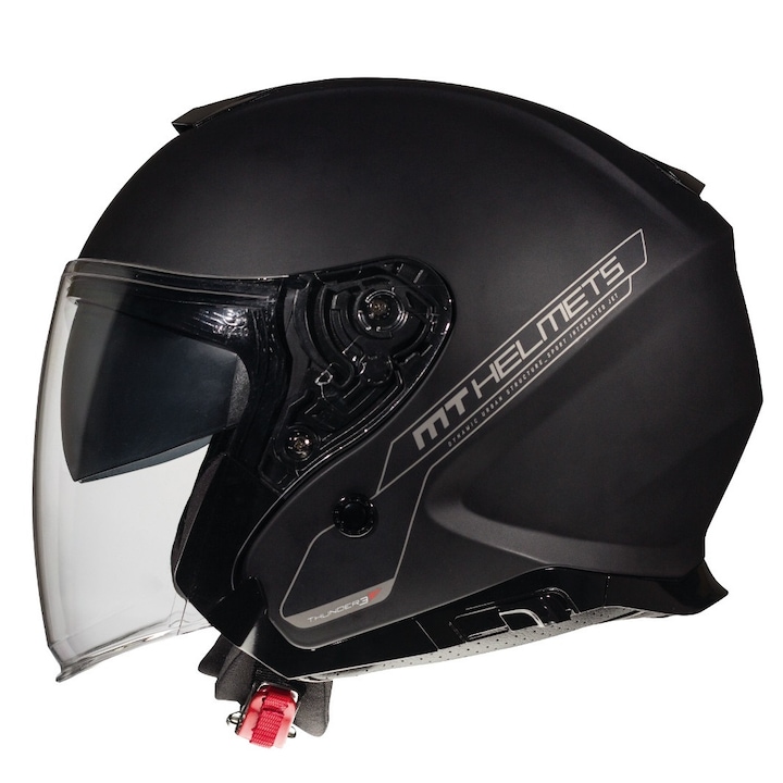 Отворена каска с вградени очила мотоциклет скутер MT Thunder Jet матово черно, M 57-58см