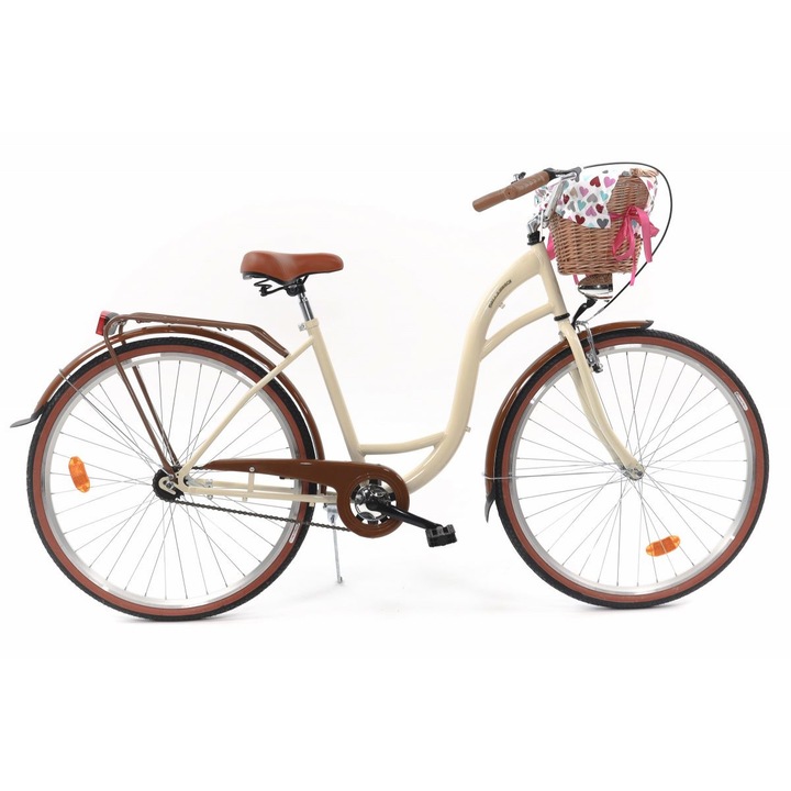 Велосипед Dallas™ City, 1 скоростен, Kолела 28", Кафяво, 155-185 cm височина, Плетена кошница