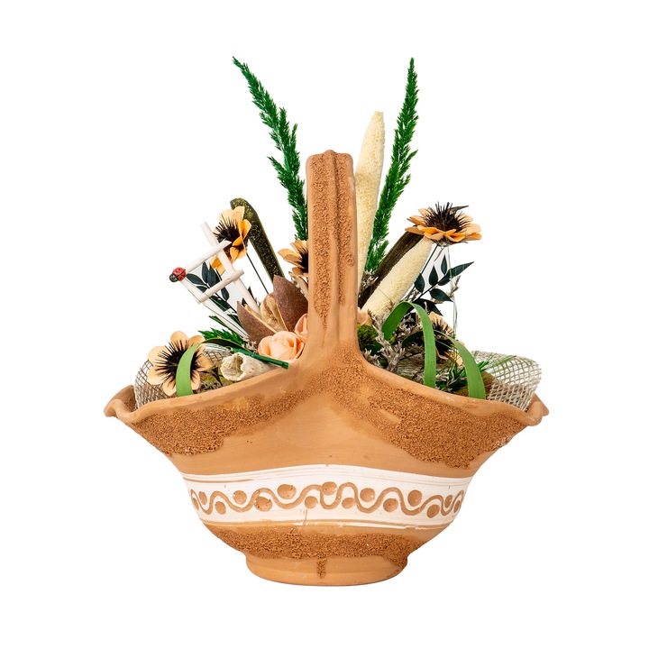 Аранжировка, голяма керамична кошница с цветя / EXT 10163