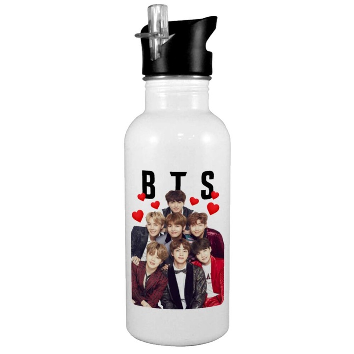 Sticla BTS, Otel inoxidabil, 600 ml, Alb